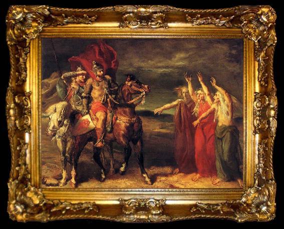 framed  Theodore Chasseriau Macbeth and Banquo meeting the witches on the heath., ta009-2